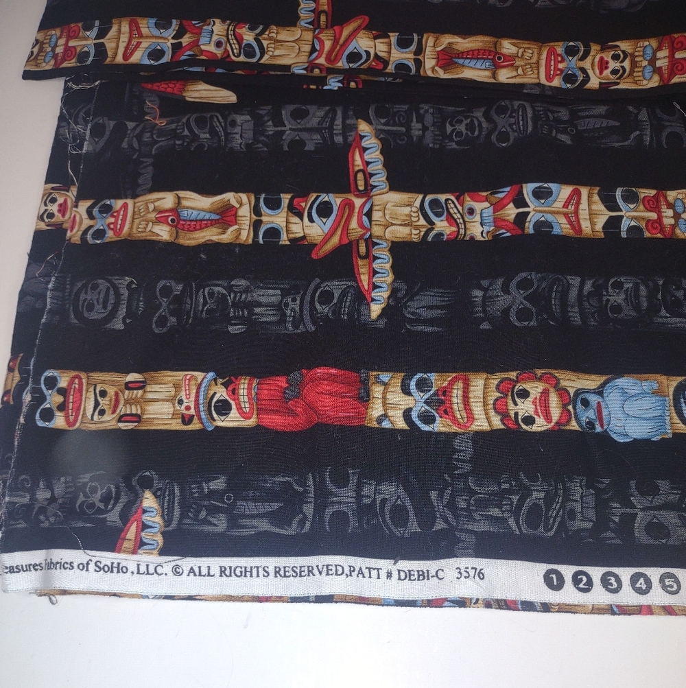 Colorful Totem Pole Patterned Fabric - Picture 2 of 5